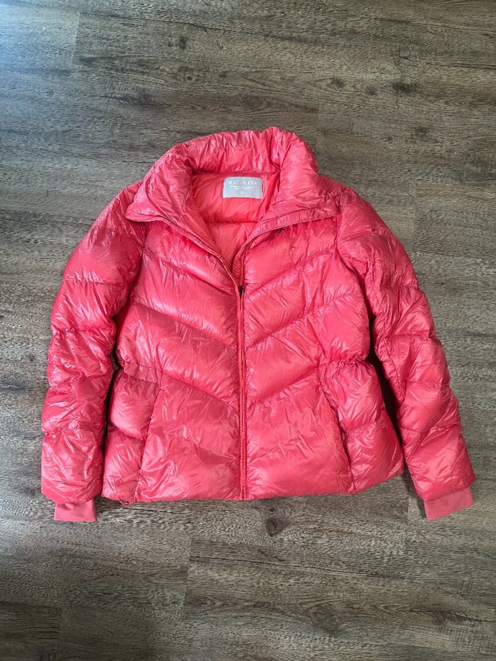 Athleta Lofty Goose Down Coat Womens XS Jacket Red Puffer Lightweight